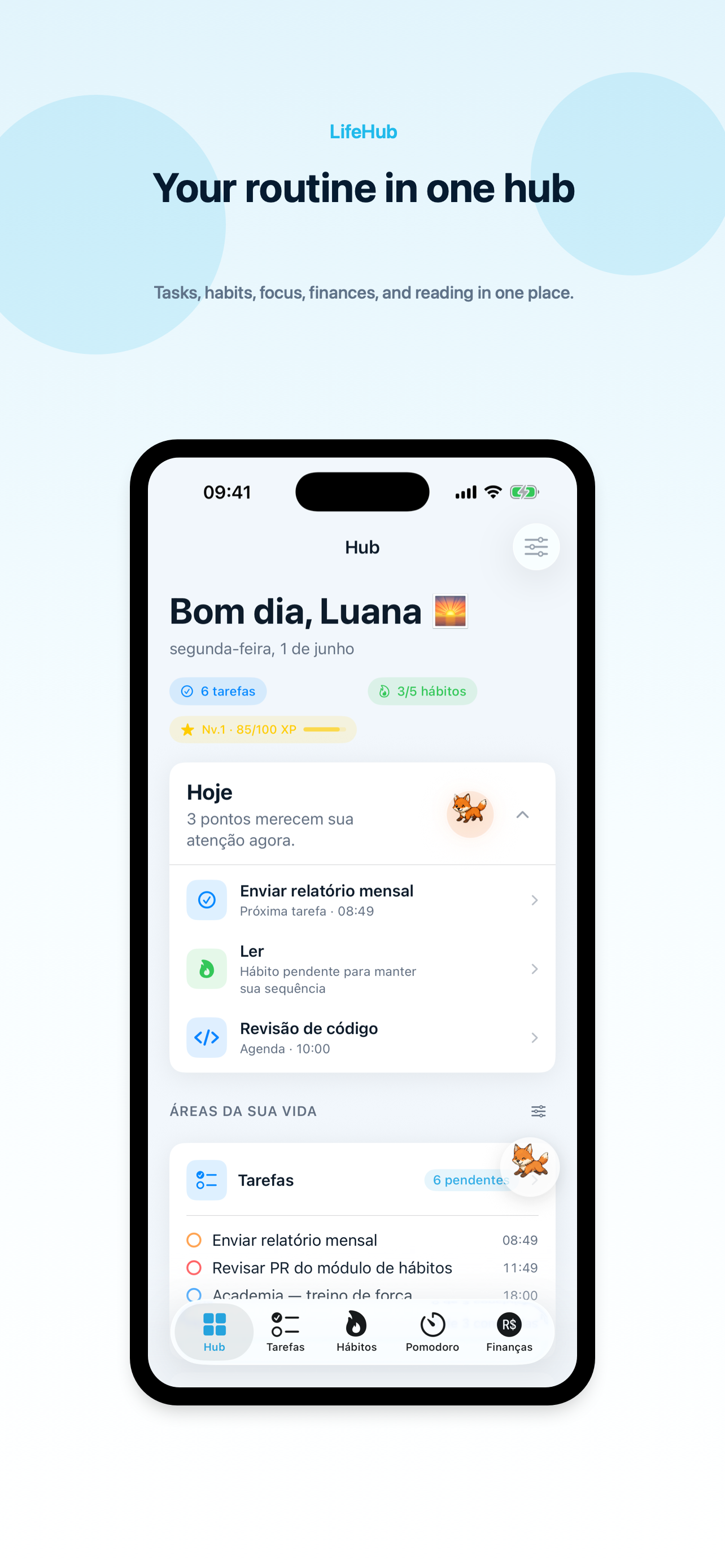 LifeHub dashboard screenshot
