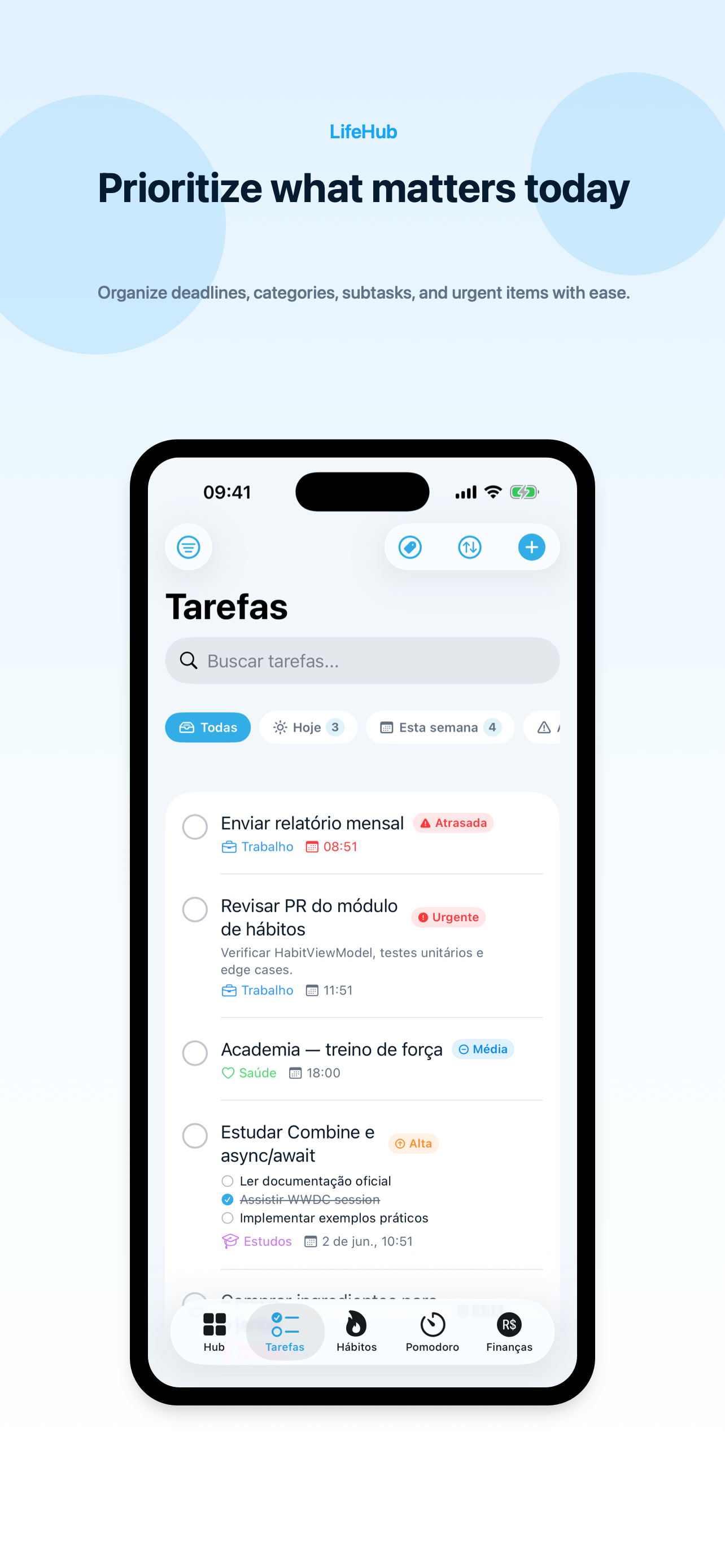LifeHub tasks screenshot